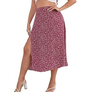 SHEIN Vacay animal print cheetah  Print Split Thigh Skirt